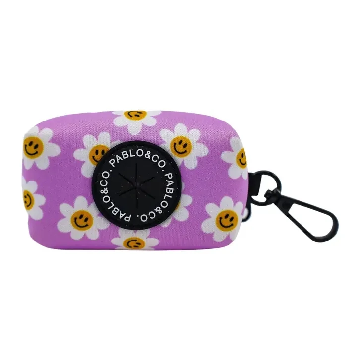 Lilac Smiley Flowers - Dog Poop Bag Holder