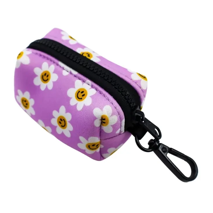 Lilac Smiley Flowers - Dog Poop Bag Holder