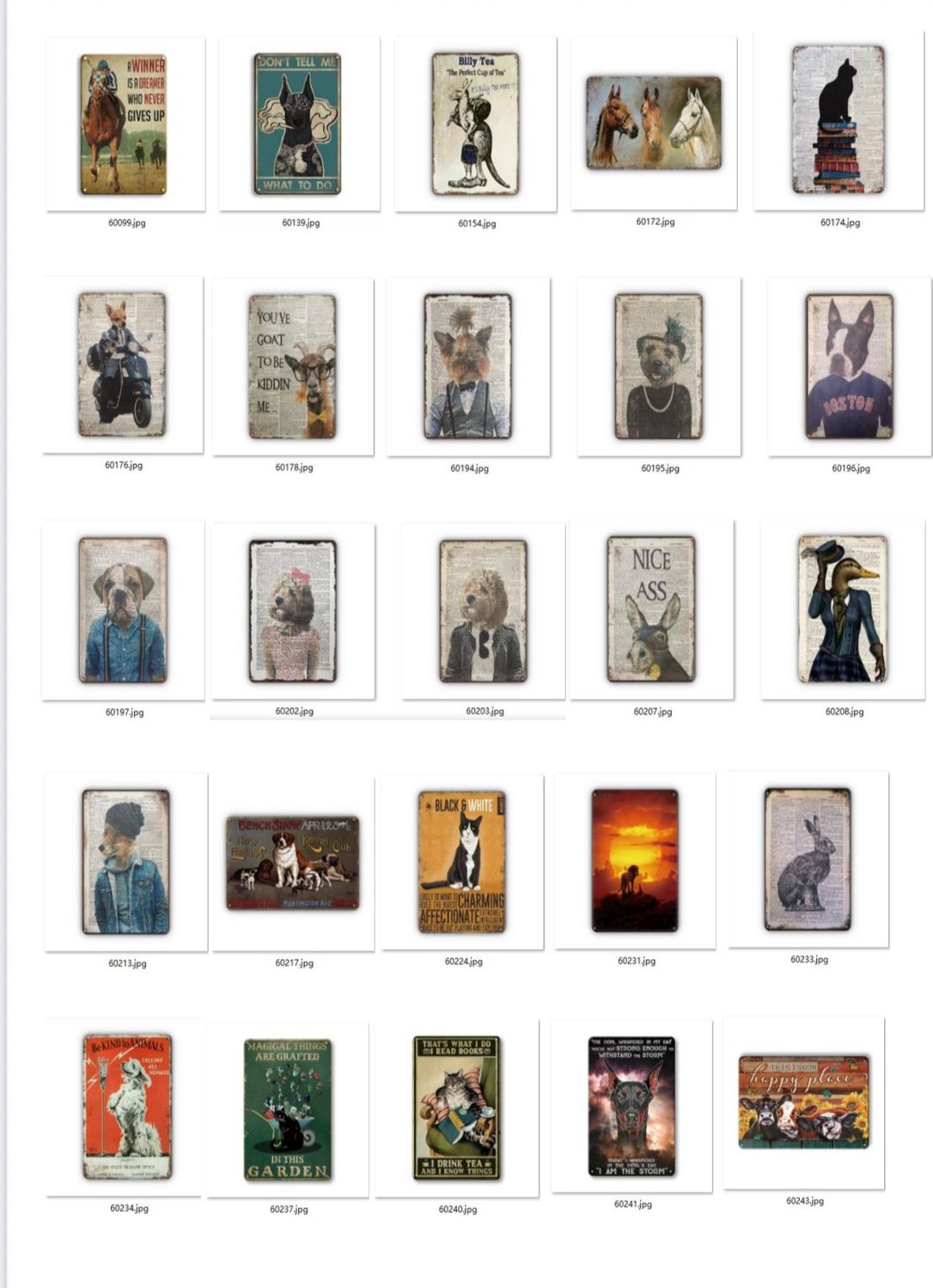 Animal Themed Tin Signs