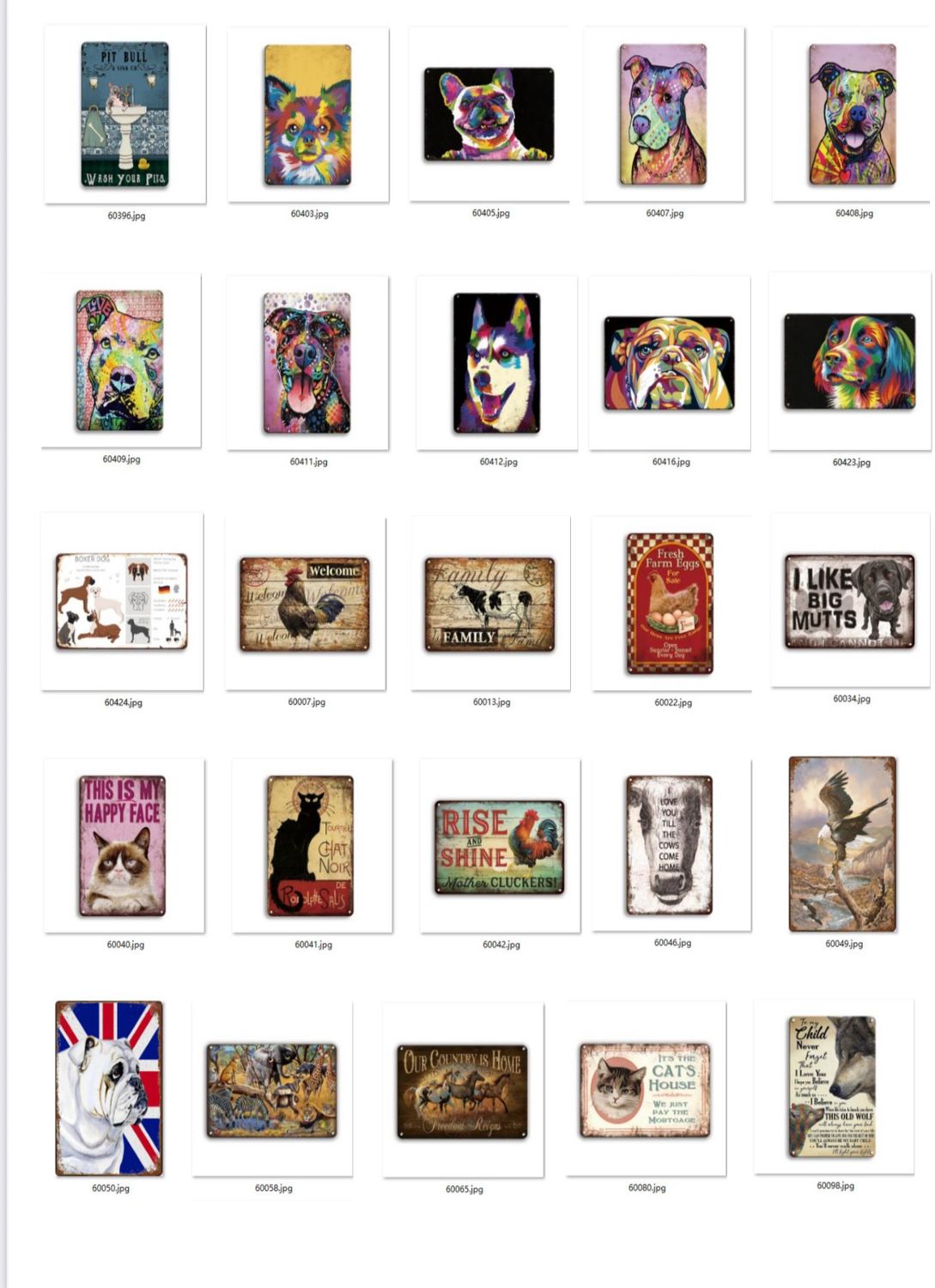 Animal Themed Tin Signs