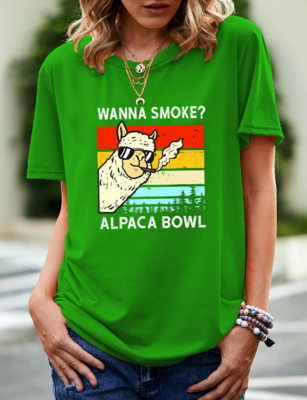 Wanna Smoke Alpaca Bowl T Shirt Unisex Small-3X