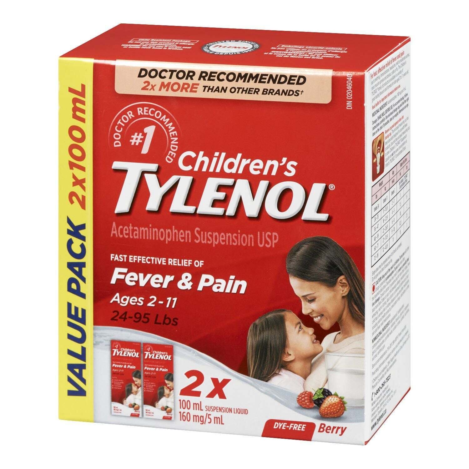 Children's Tylenol, Fever & Pain Dye Free 100ml