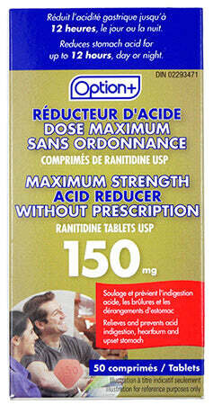 Option+ Acid Reducer Ranitidine Maximum Strength 150mg 50 Tablets