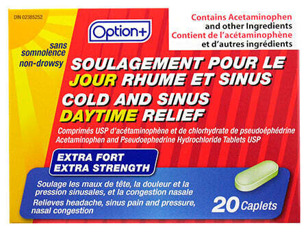 Option+ Cold & Sinus Day Time Extra Strength (20) Caplets