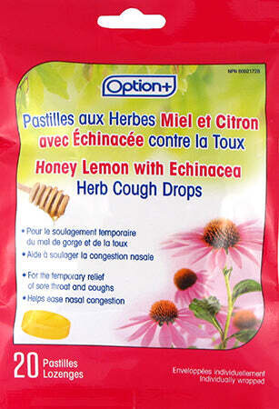 Option+ Cough Lozenges Echinacea Honey Lemon