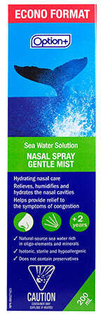 Option+ Nasal Spray Sea Water Gentle Mist 200ml