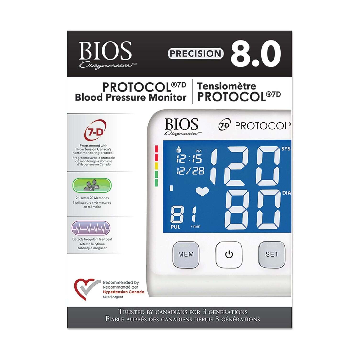 Protocol® 7D Home Blood Pressure Monitor (Precision 8.0)
