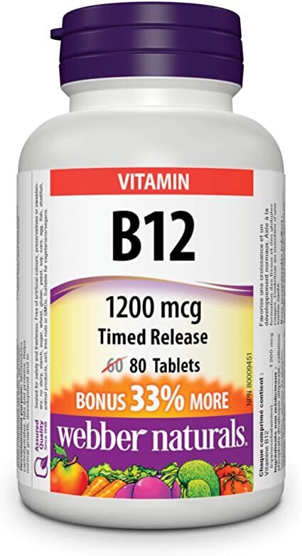 Webber Naturals B12 1200mcg 80 Tablets