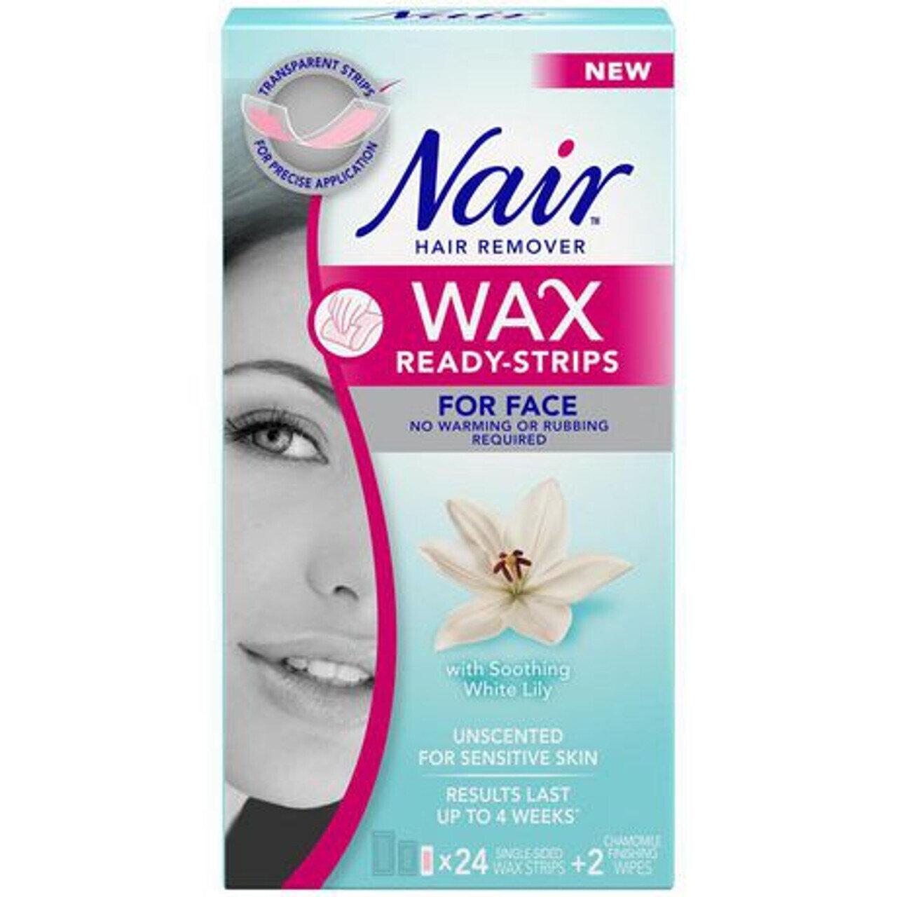 Nair Hair Remover Wax Ready-Strips for Face 24 Single Sided Wax Strips