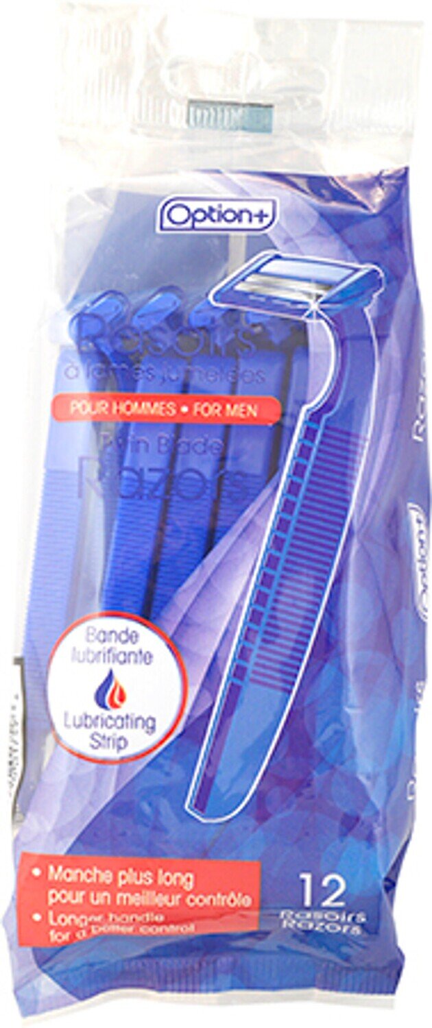 Option+ Twin Blade Razors with Lubricating Strip, 12 Razors