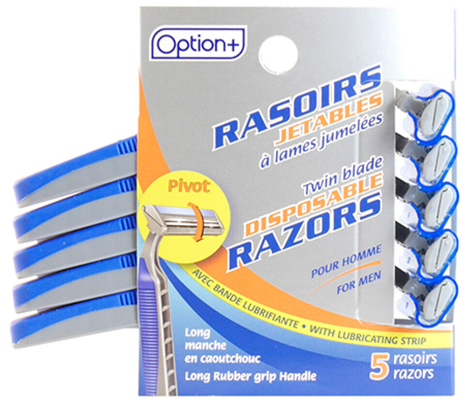 Option+ Twin Blade Disposable Razors, 5 Razors