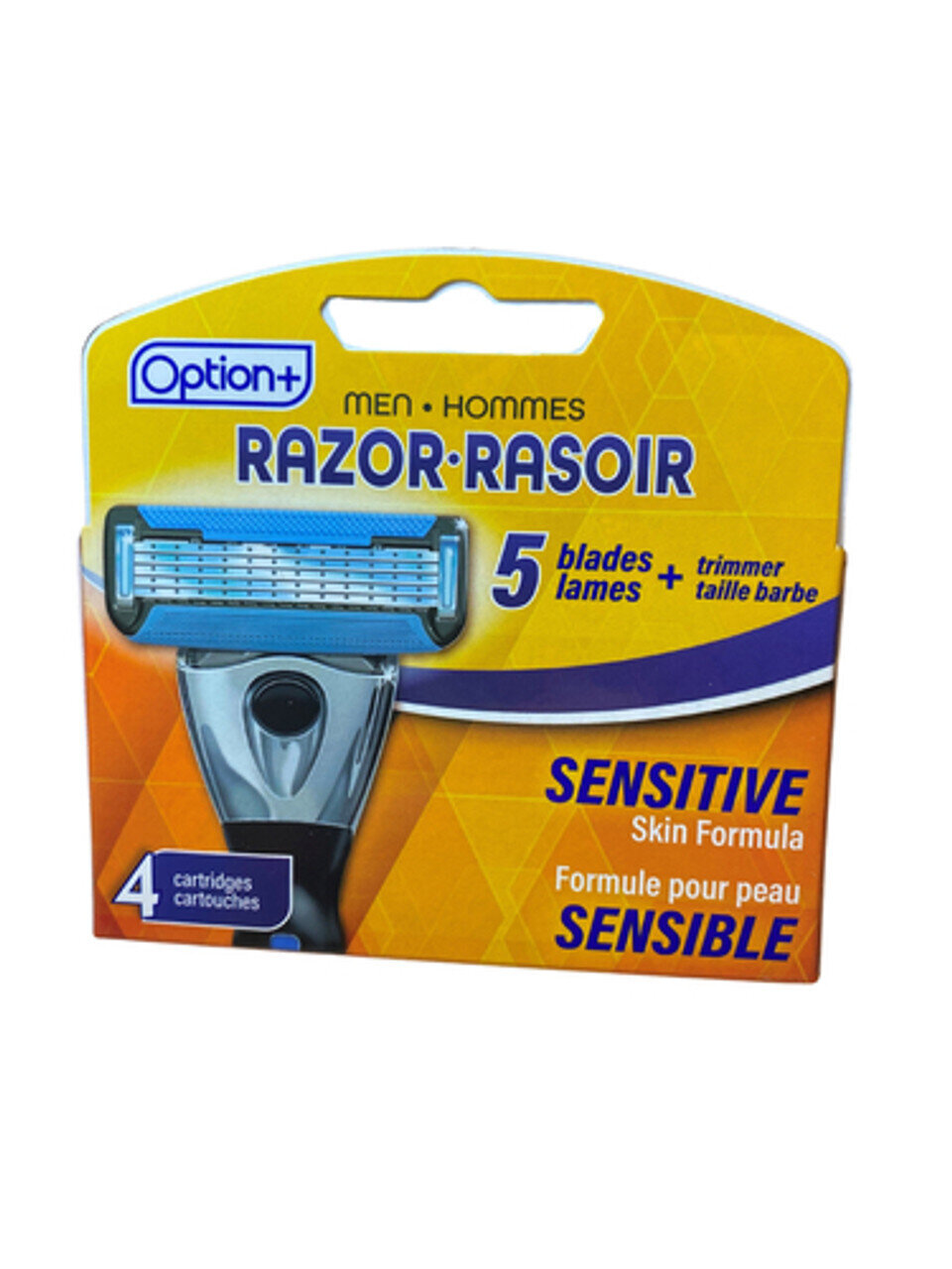 Option+ Men's Razor Blades Refill with Sensitive Skin Formula, 4 Cartridges