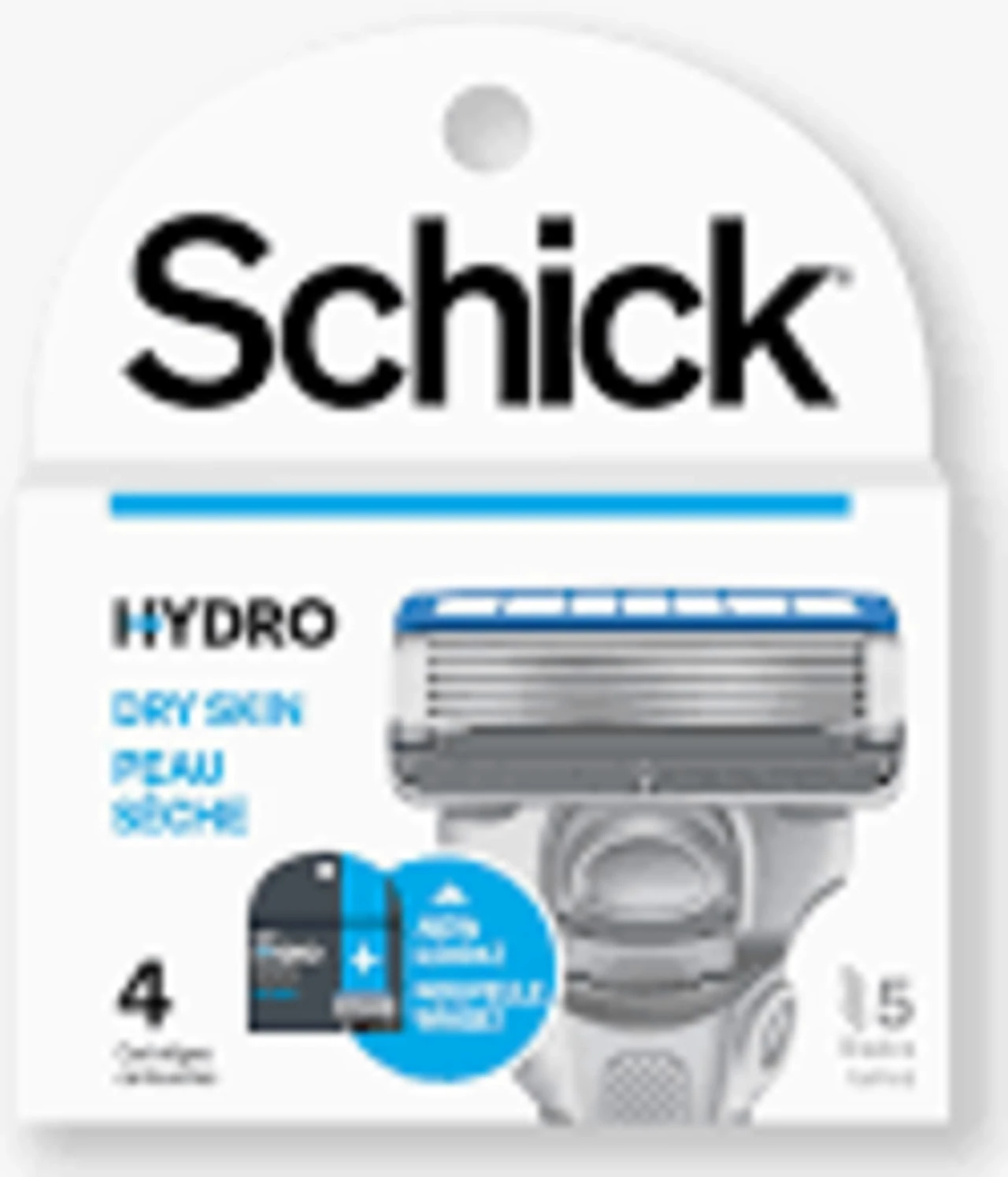 Schick Hydro Dry Skin 5 Blade Razor Cartridges, 4 Cartridges
