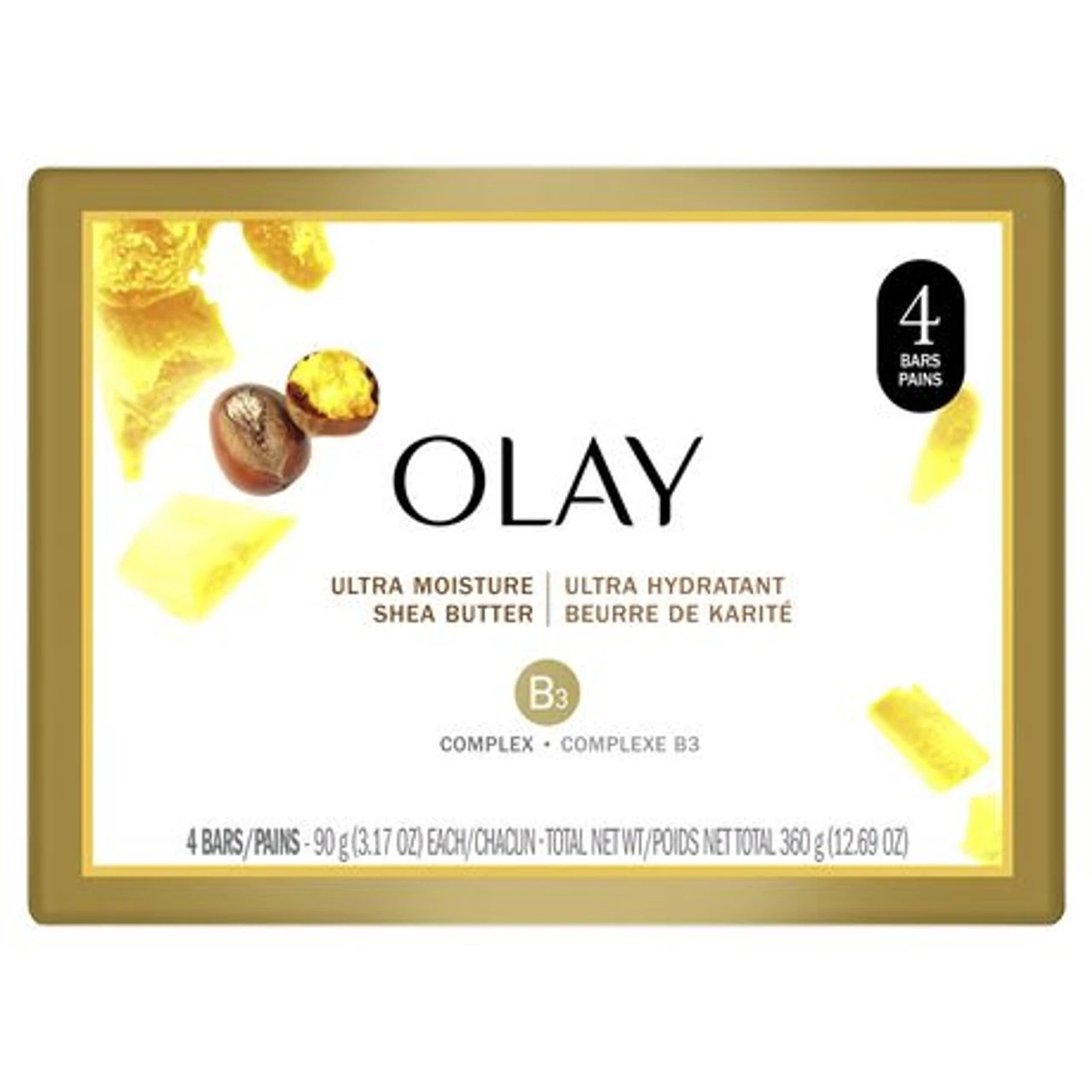 Olay Ultra Moisture Shea Butter with B3 Complex Soap Bars, 4 X 90 g