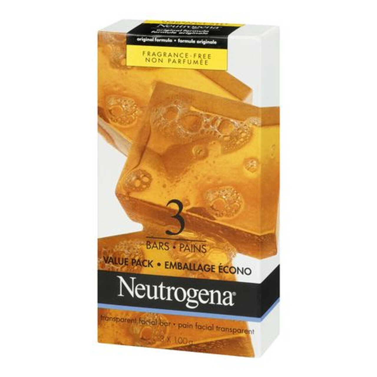 Neutrogena Fragrance Free Original Formula Facial Cleansing Soap Bars, 3