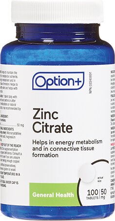 Option+ Zinc Citrate 50mg 100tablets