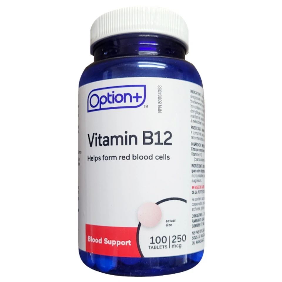 Option+ Vitamin B12 250mcg 100tablets