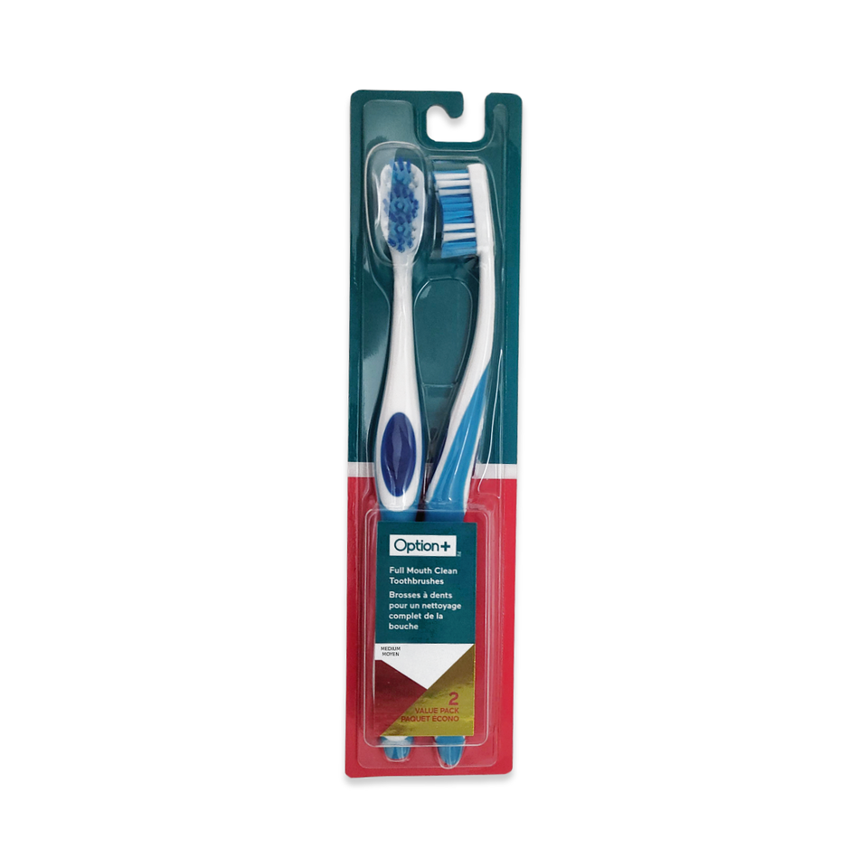 Option+ Toothbrush Full Clean Medium 2pk