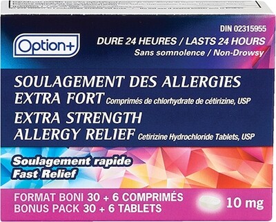 Option+ Allergy Relief 10mg Extra Strength 30+6 BNS