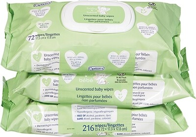 Option+ Baby wipes unscented refills