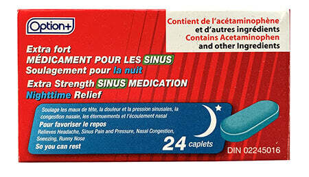 Option+ Extra Strength Sinus Medication Nighttime Relief (24 caplets)