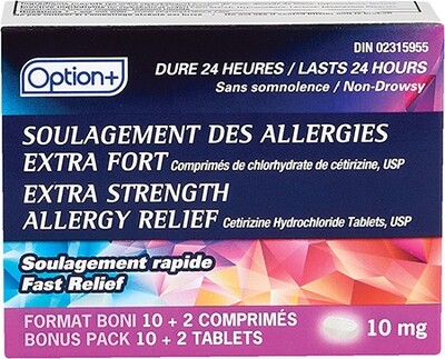 Option+ Allergy Relief 10mg Extra Strength 10+2BNS