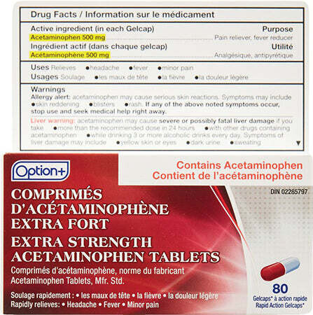 OPTION+ ACETAMINOPHEN RAPID CAPLETS 500MG 80'S