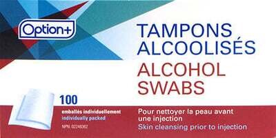 Option+ Alcohol Swabs (100 swabs)