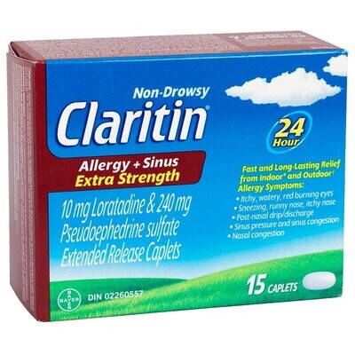 CLARITIN ALLERGY & SINUS X-STRENGTH 15'S