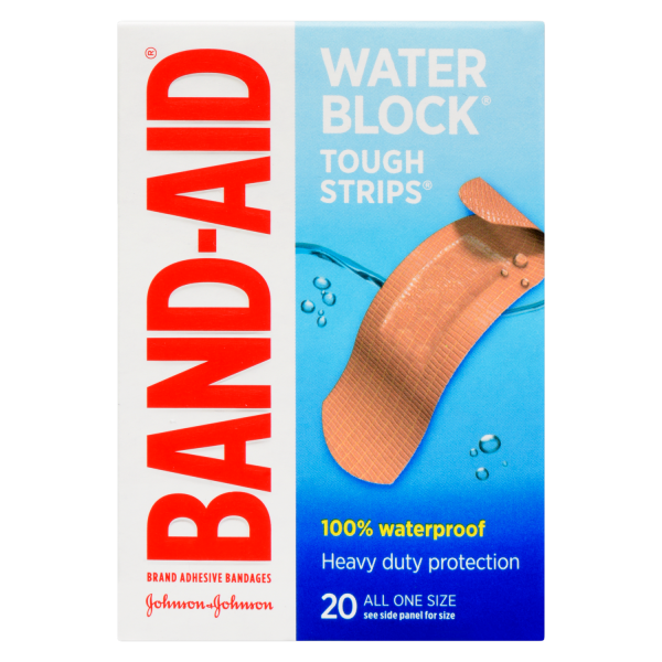 Band-Aid Water Block Tough Strips Brand Adhesive Bandages, 20 All One Size