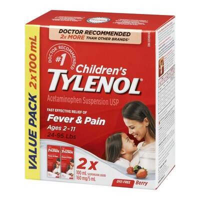 Children's Tylenol, Fever & Pain Dye Free 100ml
