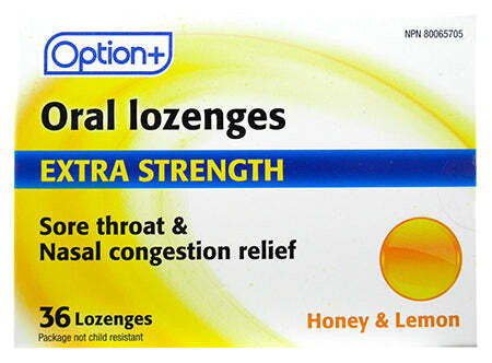Option+ Oral Lozenges Extra Strength Honey & Lemon