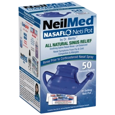 NeilMed NASAFLO Neti Pot with 50 Sinus Rinse Premixed Packages