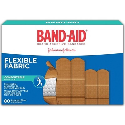 Band-Aid Flexible Fabric Bandages, Assorted Sizes