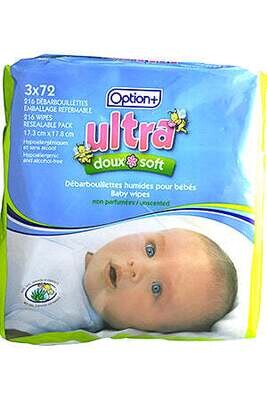 Option+ Baby Wipes Ultra Soft Unscented