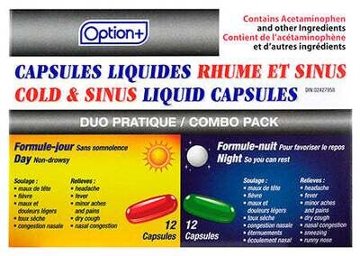 Option+ Cold & Sinus Day/Night Liquid (24) Capsules
