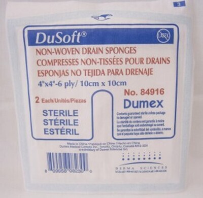 Derma Sciences DuSoft Sterile Non Woven Drain Sponges