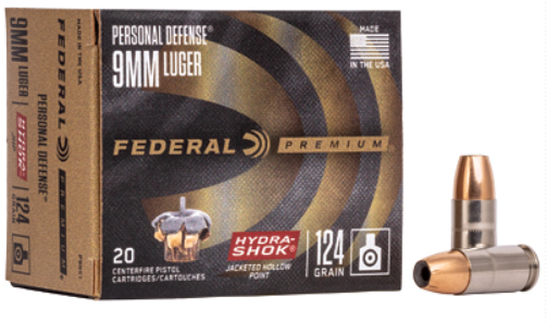 FED HYDRA-SHOK 9MM 124GR HP 20/500