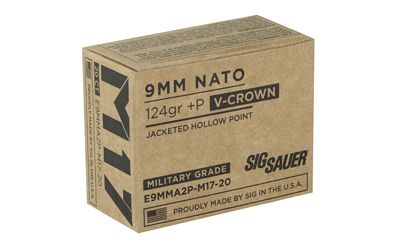 SIG AMMO 9MM M17 124GR +P JHP 20/200