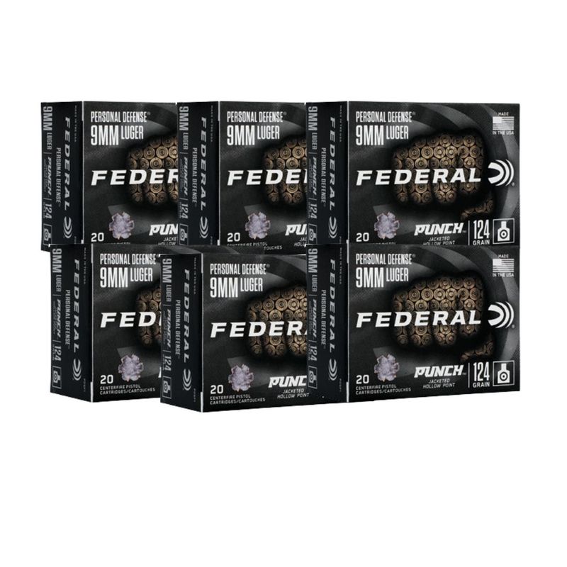 FED PUNCH 9MM 124GR PUNCH JHP 500 ROUNDS
