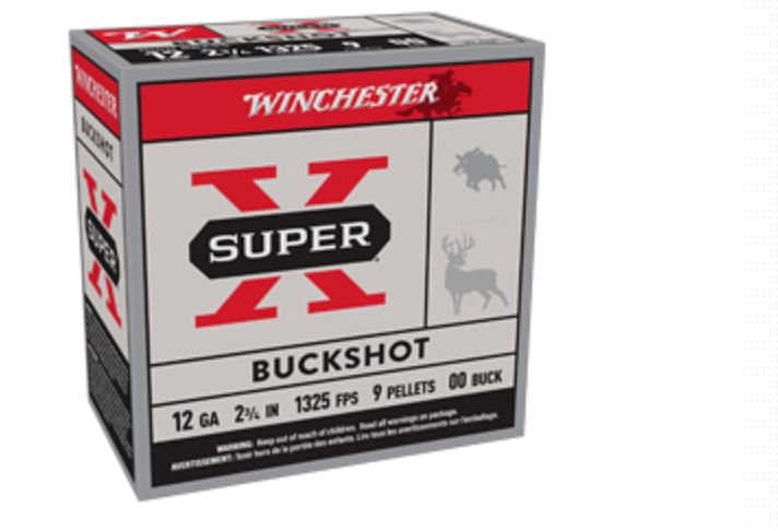 Winchester Ammunition, Super-X, 12 Gauge 2.75", 00 Buck, Buckshot, 9 Pellets, 25 Round Box