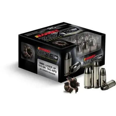 Barnes, TAC-XPD, 9MM+P, 115 Grain, Hollow Point, Lead Free, 20 Round Box
