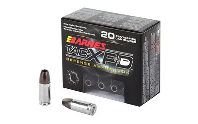 Barnes, TAC-XPD, 9MM+P, 115 Grain, Hollow Point, Lead Free, 20 Round Box