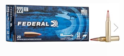 Federal Varmint &amp; Predator 223 Rem 53GR Hornady V-Max