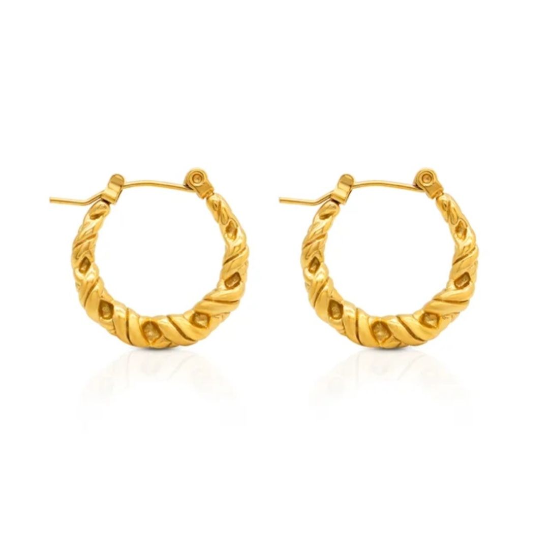 Waterproof Textured Crater Leah Hoops