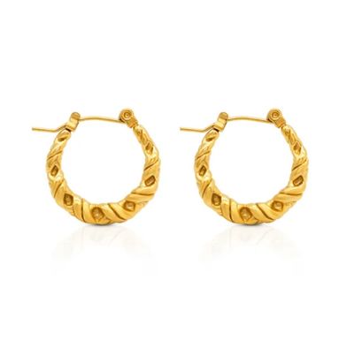 Waterproof Textured Crater Leah Hoops