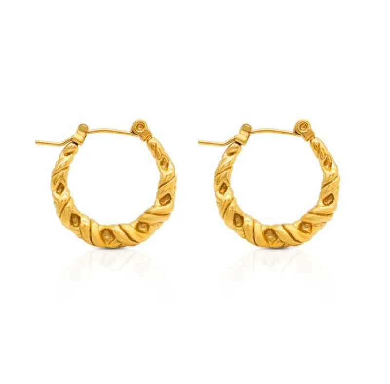 Waterproof Textured Crater Leah Hoops