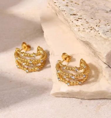 Waterproof Crystal Claw Charlotte Hoops