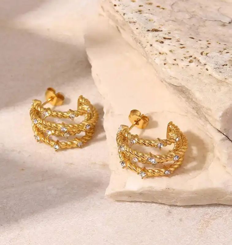 Waterproof Crystal Claw Charlotte Hoops