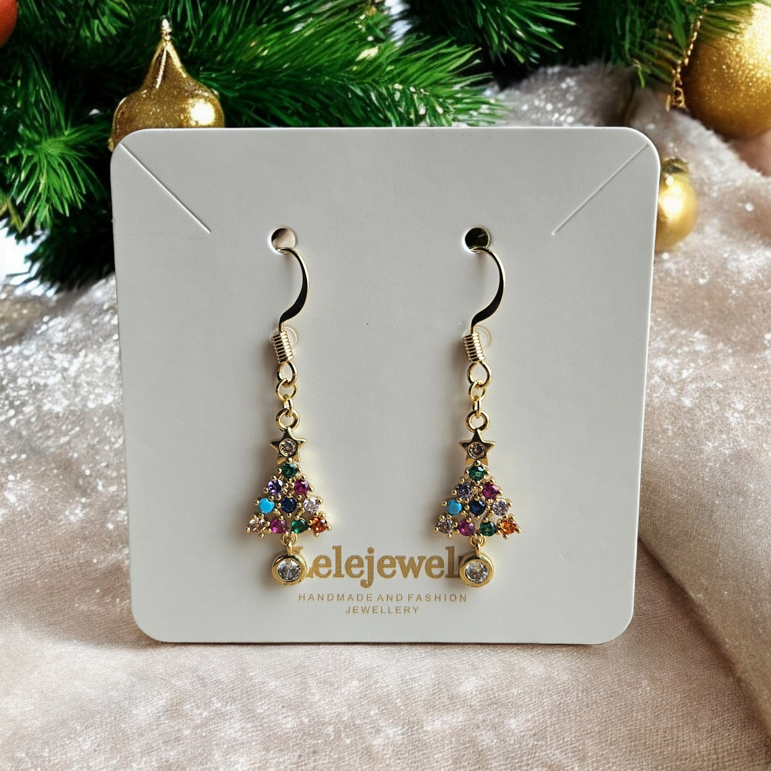 18K Gold Plated Christmas Chrissy Tree Earrings